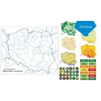 Mapa Polski magnetyczna - konturowa 96 x 80 cm + 5 nakładek tematycznych + 2 komplety etykiet
